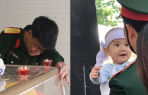 Đứa bé chưa cai sữa mỉm cười trên tay đồng đội của liệt sĩ trong sư đoàn 337