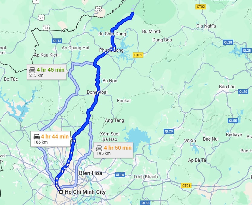 Chuyển đến Bù Gia Mập (Ảnh: Google Maps)
