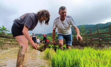 Khách Tây đến Việt Nam thích “lên rừng xuống ruộng”, hết chăn vịt lại phụ hồ xách vữa