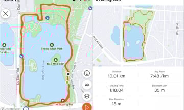 1 vòng công viên Thống Nhất bao nhiêu km?