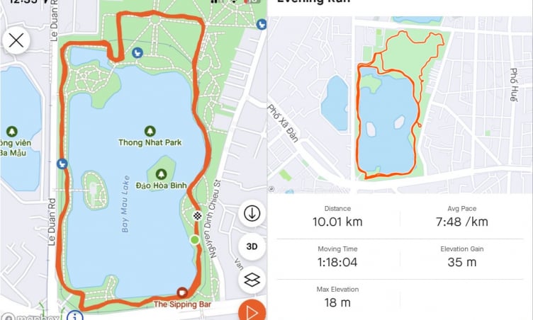 1 vòng công viên Thống Nhất bao nhiêu km?
