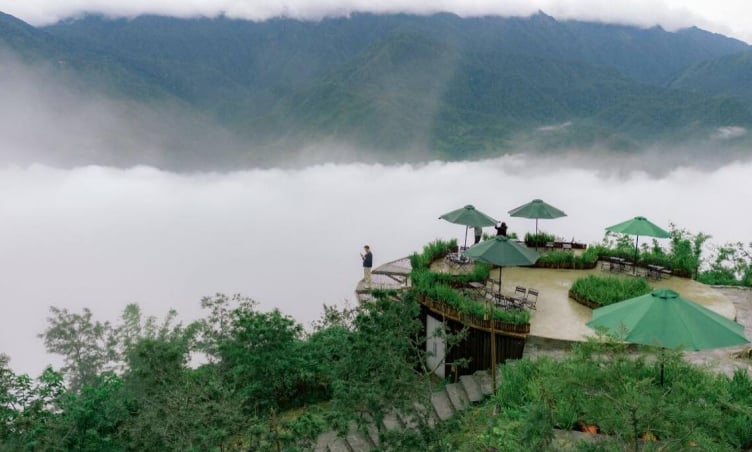 Trải nghiệm uống cà phê, ngắm “biển mây” đẹp mãn nhãn trên đỉnh núi cao 1.600m ở Sapa