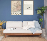 Bộ ghế sofa góc chữ L gỗ cao su tự nhiên kèm đôn MOHO VLINE 601