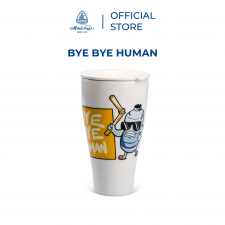 Ly sứ uống nước có nắp đậy Bye Bye Human