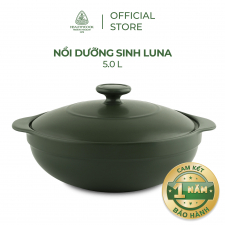 Nồi sứ cao cấp - Nồi sứ dưỡng sinh Minh Long  Luna 5L Healthycook màu xanh rêu