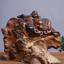 Tượng Phật Di Lặc ngồi gỗ nu trắc cao 20cm