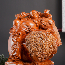 Tượng Phật Di Lặc gỗ nu hương cao 31cm