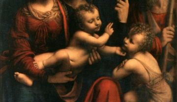 Tình mẫu tử trong bức tranh sơn dầu Đức Mẹ đồng trinh và đứa trẻ cùng Thánh Anne và Thánh John the Baptist