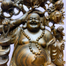 Tượng Phật Di Lặc Song Nghê gỗ mun hoa