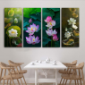 Bộ 4 tấm tranh treo phòng ăn hình hoa sen cao cấp mã HL1073