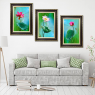 Tranh canvas treo tường phòng khách hình hoa sen - Bộ 3 tấm ghép cao cấp mã NEO24