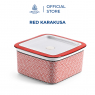 Hộp sứ có nắp đựng cơm, thức ăn 15cm Red Karakusa (LTF)
