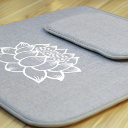 	Bộ Đệm Thiền Lễ Phật Tụng Kinh Thêu Hoa Sen, Màu Xám, Cỡ 60cm, 70cm, 80cm