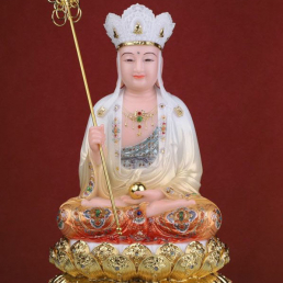  	Tượng Địa Tạng Vương Bồ Tát Bột Đá Sơn Vẽ Viền Vàng Cao 30cm, 40cm, 48cm