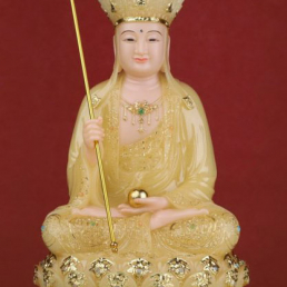  	Tượng Địa Tạng Vương Bồ Tát Thạch Anh Viền Vàng Cao 30cm, 40cm, 48cm