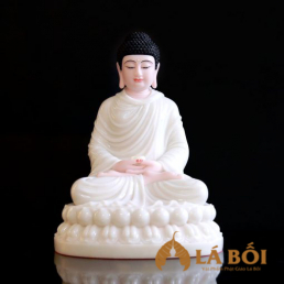  	Tượng Phật Thích Ca Mâu Ni Ngồi Tĩnh Tâm, Bột Đá Hồng, Cao 30cm, 40cm, 48cm