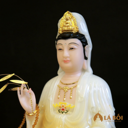  	Tượng Phật Quan Âm Bồ Tát Bằng Bột Đá Sơn Vàng, Cao 30cm