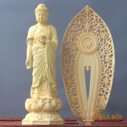  	Tượng Phật A Di Đà Đứng, Gỗ Hoàng Dương, Cao 27cm