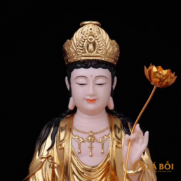  	Bộ Tây Phương Tam Thánh Ngồi, Bột Đá Hồng Mạ Vàng, Cao 40cm, 48cm, 66cm