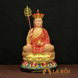  	Tượng Địa Tạng Bồ Tát Ngồi, Áo Đỏ Đội Mũ, Bằng Composite, Cao 65cm