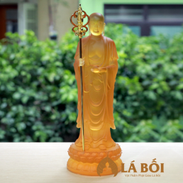  	Tượng Địa Tạng Bồ Tát, Chất Liệu Lưu Ly Màu Vàng, 30cm
