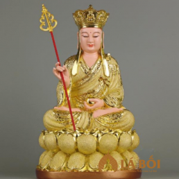  	Tượng Địa Tạng Vương Bồ Tát Ngồi Chất Liệu Composit Mạ Cát, Cao 40cm