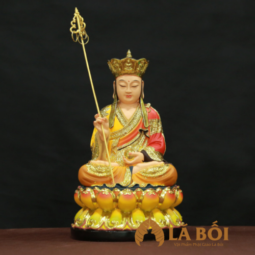  	Tượng Địa Tạng Vương Bồ Tát Bằng Composit Viền Vàng, Cao 30cm