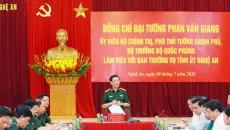 Đại tướng Phan Văn Giang làm việc với Ban Thường vụ Tỉnh ủy Nghệ An