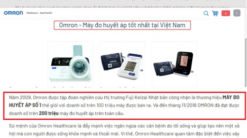 Omron tự nhận là 'máy đo huyết áp tốt nhất Việt Nam'