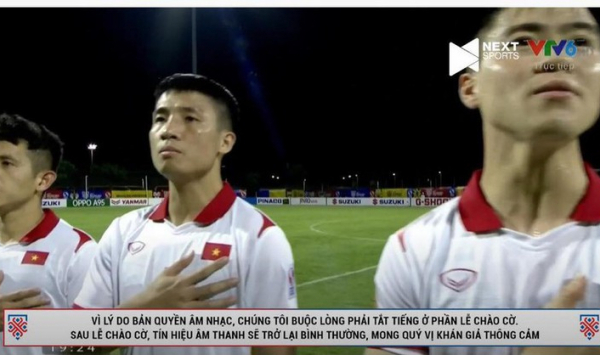 Phần hát Quốc ca của Đội tuyển Việt Nam bị tắt tiếng vì lý do bản quyền