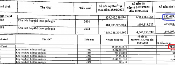 Loạt DN nợ thuế: Điểm danh KLH thể thao Quốc gia, Cty Truyền thông đa phương tiện, HB Việt Nam