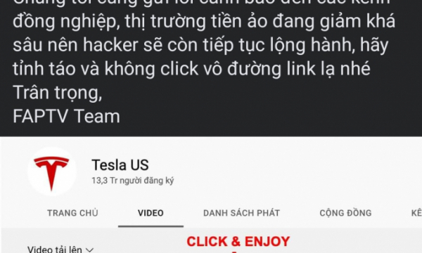 Kênh YouTube FAPTV bị hacker tấn công quảng cáo tiền mã hóa