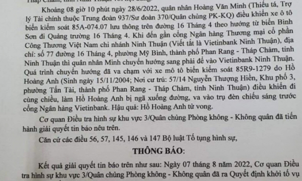  Khởi tố vụ án tài xế gây tai nạn giao thông khiến nữ sinh tử vong ở Ninh Thuận