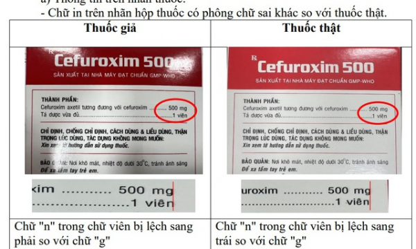Cục quản lý Dược cảnh báo về thuốc Cefuroxim 500 giả