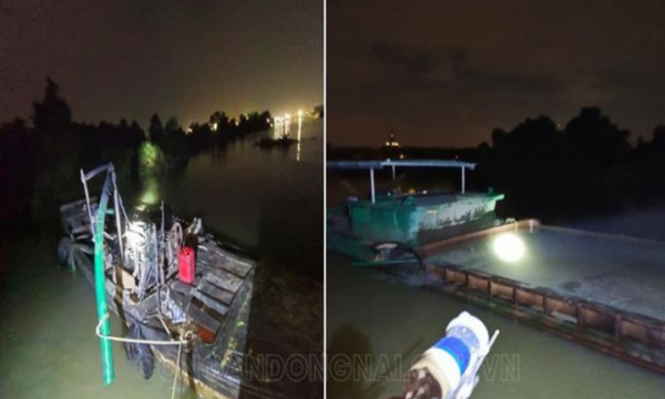 Phòng Cảnh sát môi trường bắt giữ 02 phương tiện khai thác và vận chuyển cát trái phép trên sông Đồng Nai
