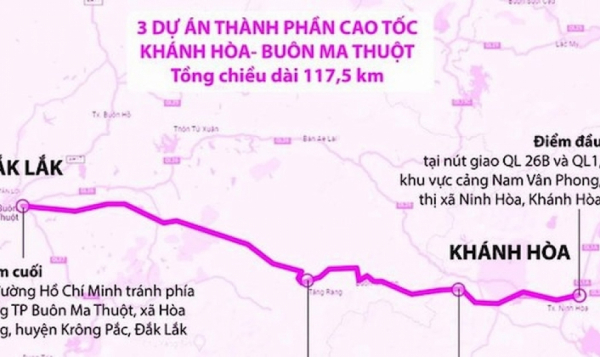 Hơn 5.300 tỷ đồng thực hiện dự án thành phần 1 cao tốc Khánh Hòa-Buôn Mê Thuột