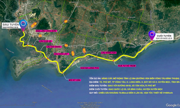 Dự án thành phần đường ven biển Vũng Tàu-Bình Thuận chuẩn bị khởi công
