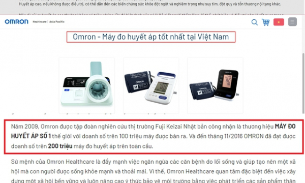 Omron tự nhận là 'máy đo huyết áp tốt nhất Việt Nam'