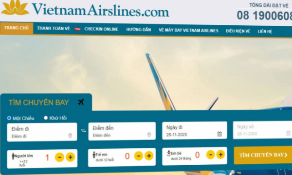 Giả website của Vietnam Airlines để lừa đảo tiền vé