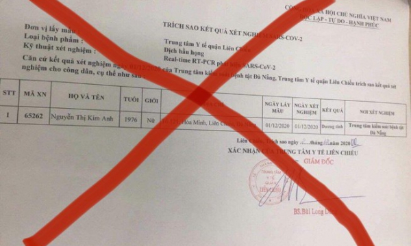 Cảnh báo giả mạo kết quả dương tính với COVID-19 tại Đà Nẵng