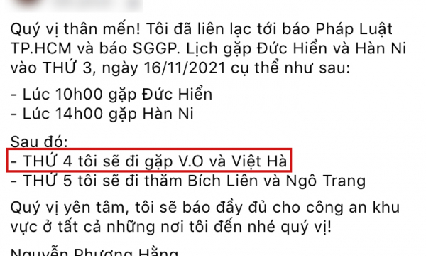 Bà Phương Hằng sẽ gặp trực tiếp để đối chất với ca sĩ Vy Oanh vào ngày 17/11?