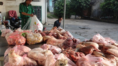 Bắt quả tang 2 cơ sở giết mổ lợn nhiễm bệnh, hơn 2 tạ thịt chuẩn bị tuồn ra thị trường