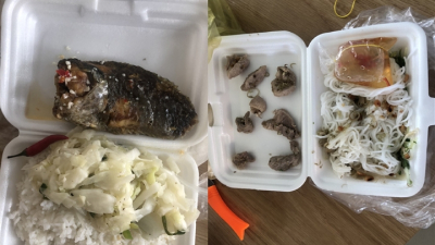 Người cách ly ở Tiền Giang bức xúc vì suất ăn quá sơ sài, chỉ có cơm trắng, vài miếng thịt kho, con cá rô và ít rau