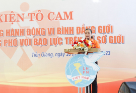 Tiền Giang: Sôi nổi sự kiện tô cam hưởng ứng tháng hành động vì bình đẳng giới và phòng chống bạo lực trên cơ sở giới