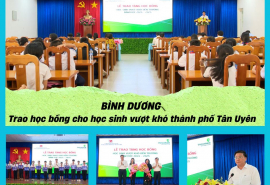 Bình Dương: Trao học bổng cho học sinh vượt khó TP. Tân Uyên