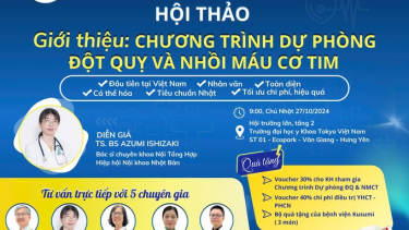 Hội thảo giới thiệu chương trình dự phòng đột quỵ và nhồi máu cơ tim sẽ diễn ra vào ngày 27/10