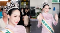 Hoa hậu Quốc tế Thanh Thủy về Việt Nam: Diện áo dài nền nã, nhan sắc qua camera thường cực đỉnh